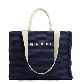 Marni Small Raffia Tote Bag, Ultramarine